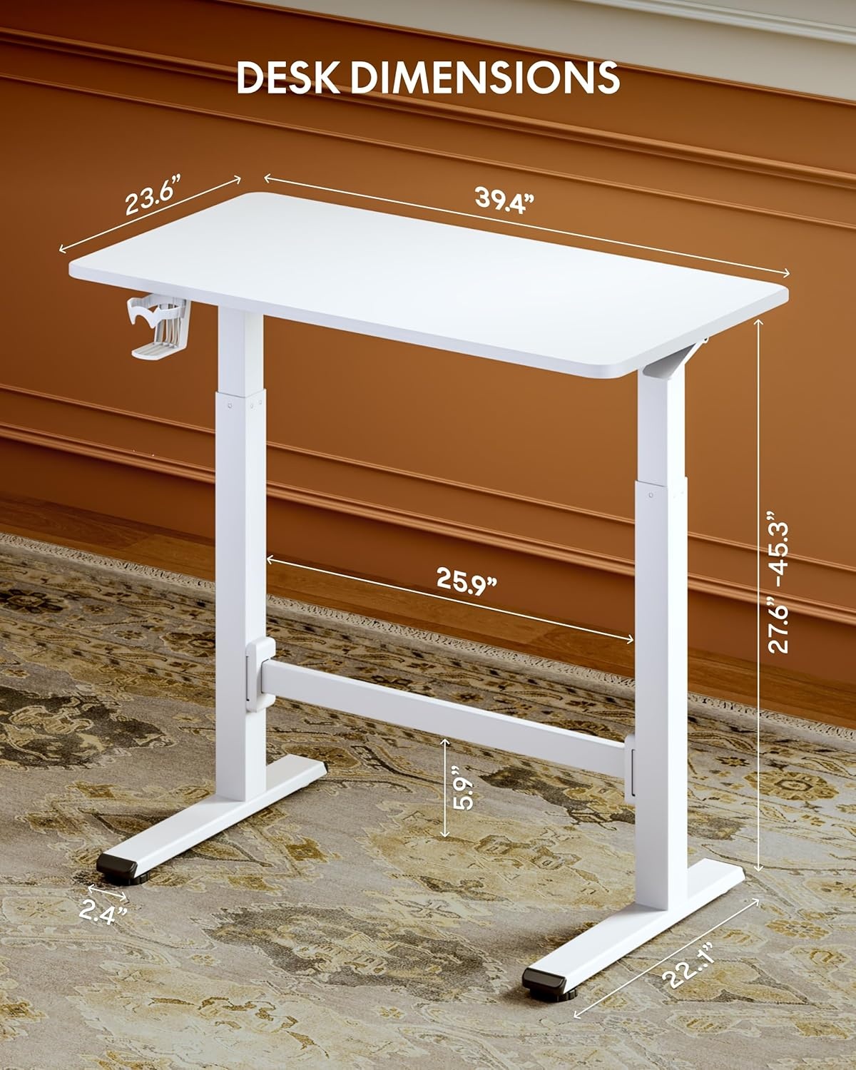 image:imageFLEXISPOT H7 Plus Gas Spring Adjustable Standing Desk Mobile Rolling SitStand Workstation with Wheel Cordless Stand Up Desk for Small Room amp Home Office 32 OnePiece Desktop Mapleheight 27645White