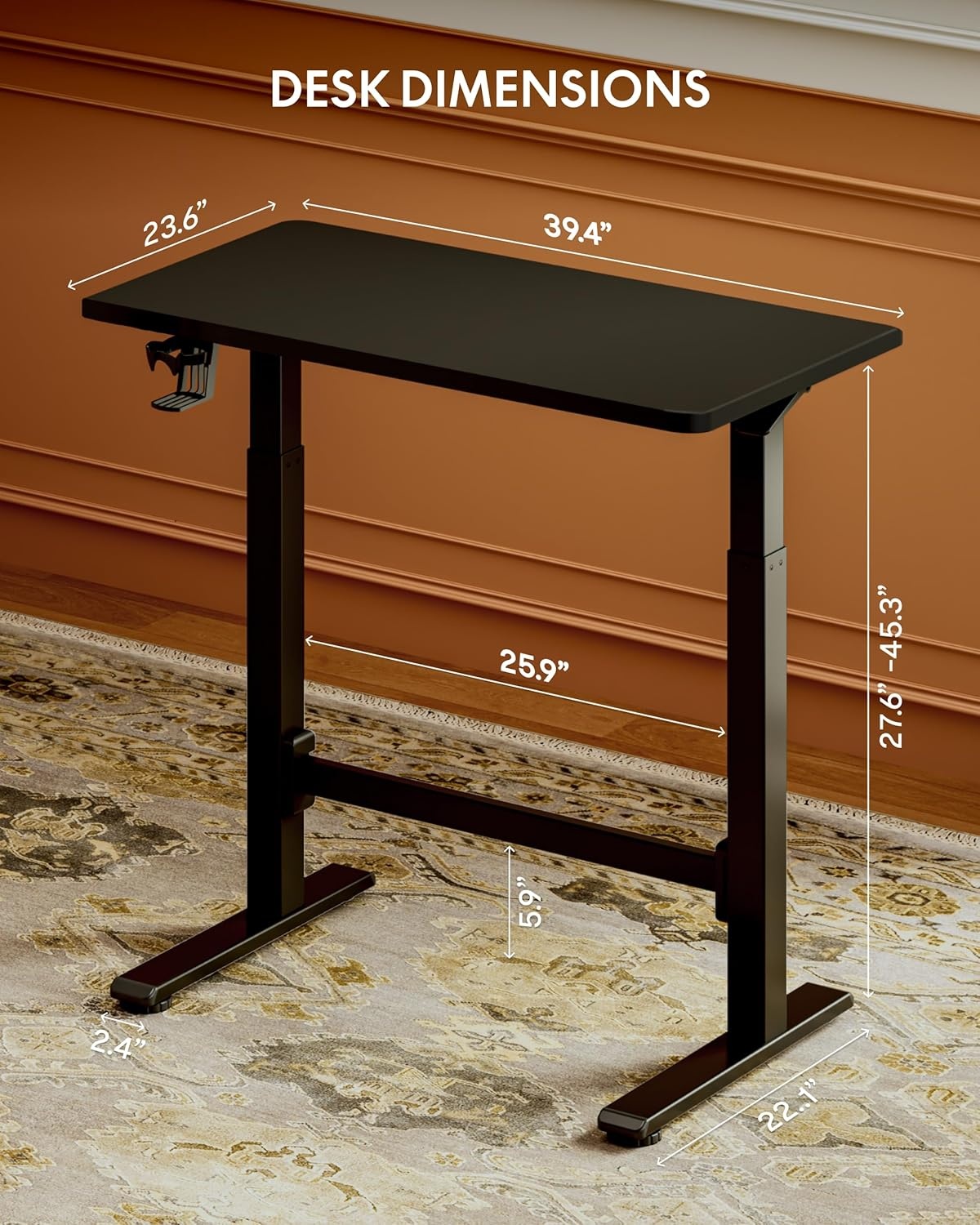 image:imageFLEXISPOT H7 Plus Gas Spring Adjustable Standing Desk Mobile Rolling SitStand Workstation with Wheel Cordless Stand Up Desk for Small Room amp Home Office 32 OnePiece Desktop Mapleheight 27645Black