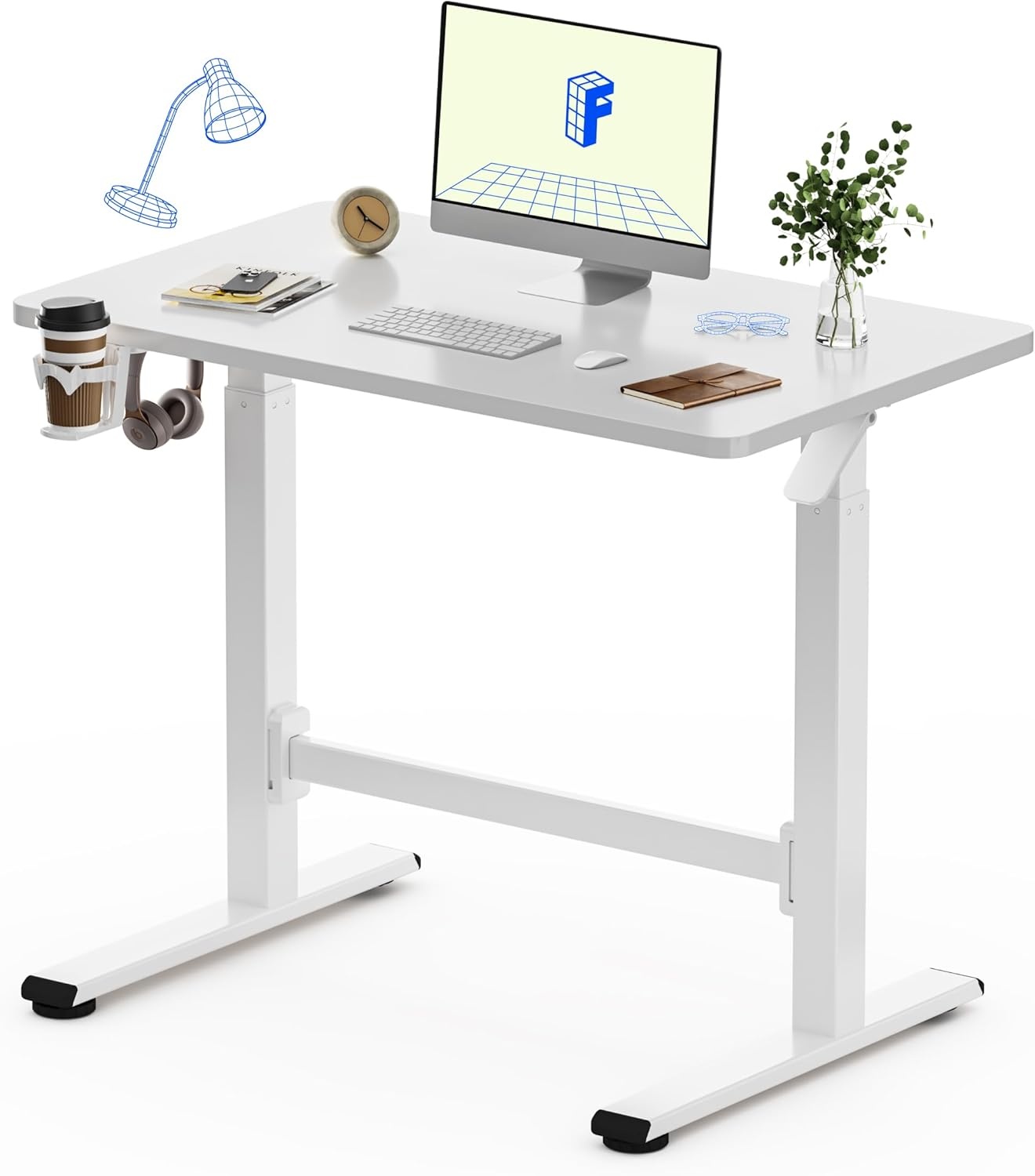 image:imageFLEXISPOT H7 Plus Gas Spring Adjustable Standing Desk Mobile Rolling SitStand Workstation with Wheel Cordless Stand Up Desk for Small Room amp Home Office 32 OnePiece Desktop Mapleheight 27645White