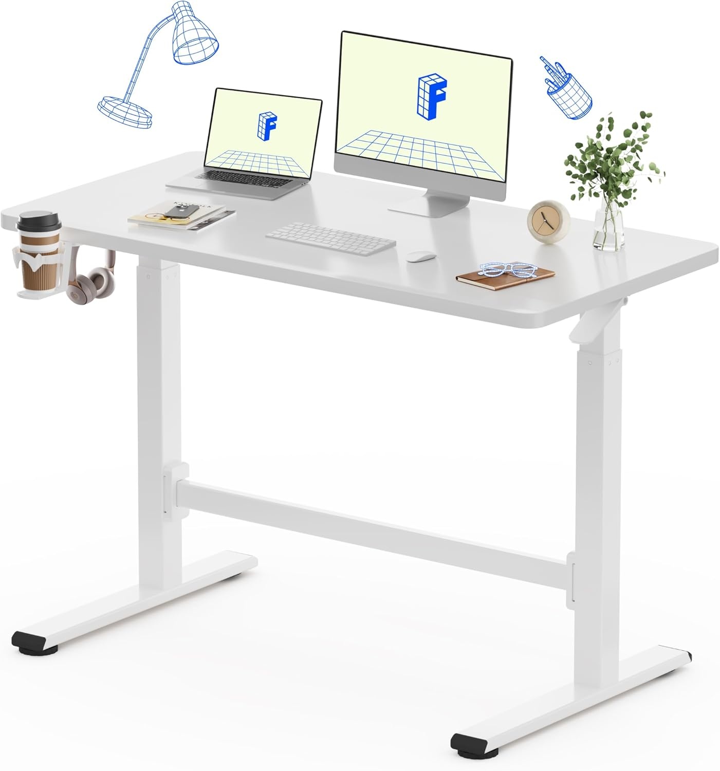 image:imageFLEXISPOT H7 Plus Gas Spring Adjustable Standing Desk Mobile Rolling SitStand Workstation with Wheel Cordless Stand Up Desk for Small Room amp Home Office 32 OnePiece Desktop Mapleheight 27645White