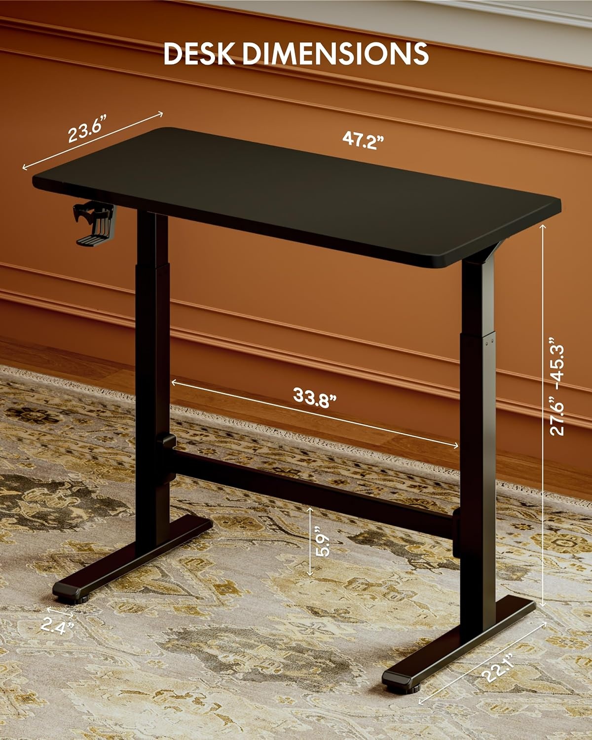 image:imageFLEXISPOT H7 Plus Gas Spring Adjustable Standing Desk Mobile Rolling SitStand Workstation with Wheel Cordless Stand Up Desk for Small Room amp Home Office 32 OnePiece Desktop Mapleheight 27645Black