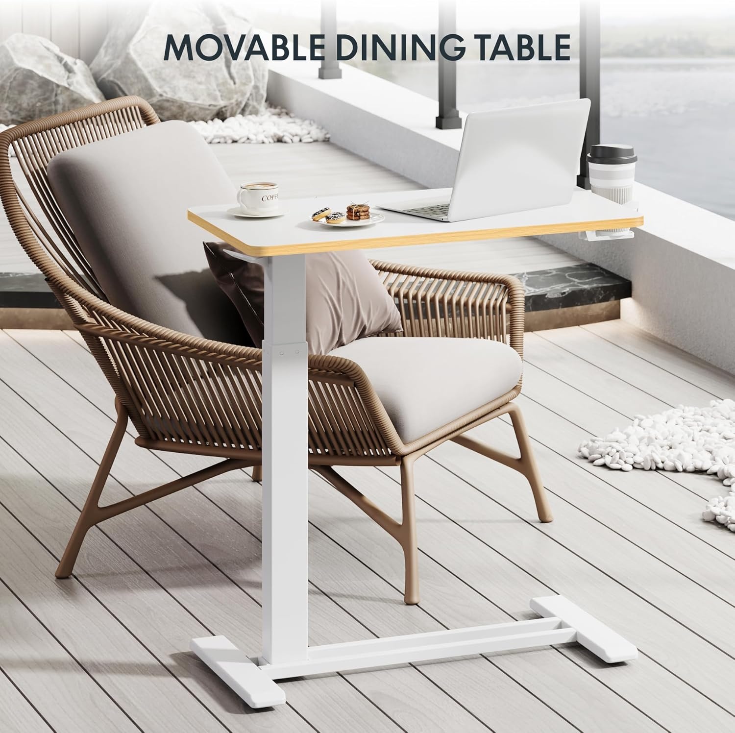image:imageFLEXISPOT Mobile Standing Desk with Wheels Pneumatic Laptop Desk Rolling Computer Cart Movable Height Adjustable Small Sit Stand Desk Computer Workstations Home Use315 W x 177 D MahoganyWhitemaple