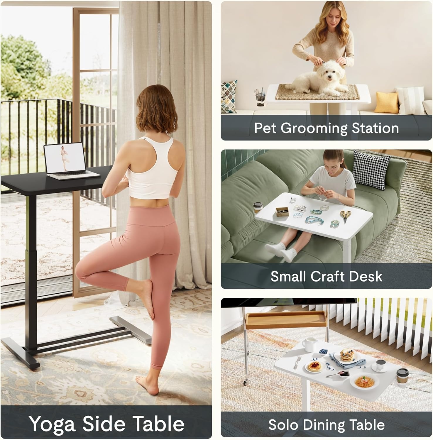 image:imageFLEXISPOT Mobile Standing Desk with Wheels Pneumatic Laptop Desk Rolling Computer Cart Movable Height Adjustable Small Sit Stand Desk Computer Workstations Home Use315 W x 177 D MahoganyBlack