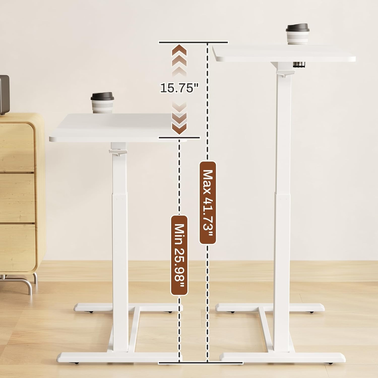 image:imageFLEXISPOT Mobile Standing Desk with Wheels Pneumatic Laptop Desk Rolling Computer Cart Movable Height Adjustable Small Sit Stand Desk Computer Workstations Home Use315 W x 177 D MahoganyWhite