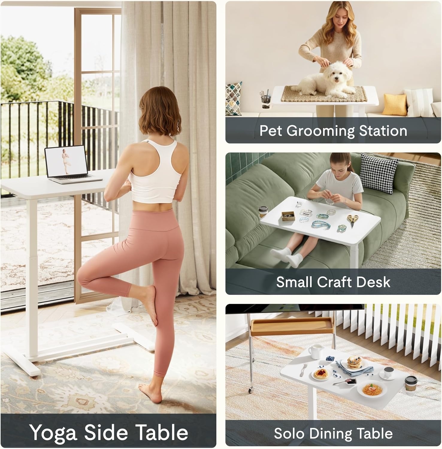 image:imageFLEXISPOT Mobile Standing Desk with Wheels Pneumatic Laptop Desk Rolling Computer Cart Movable Height Adjustable Small Sit Stand Desk Computer Workstations Home Use315 W x 177 D MahoganyWhite