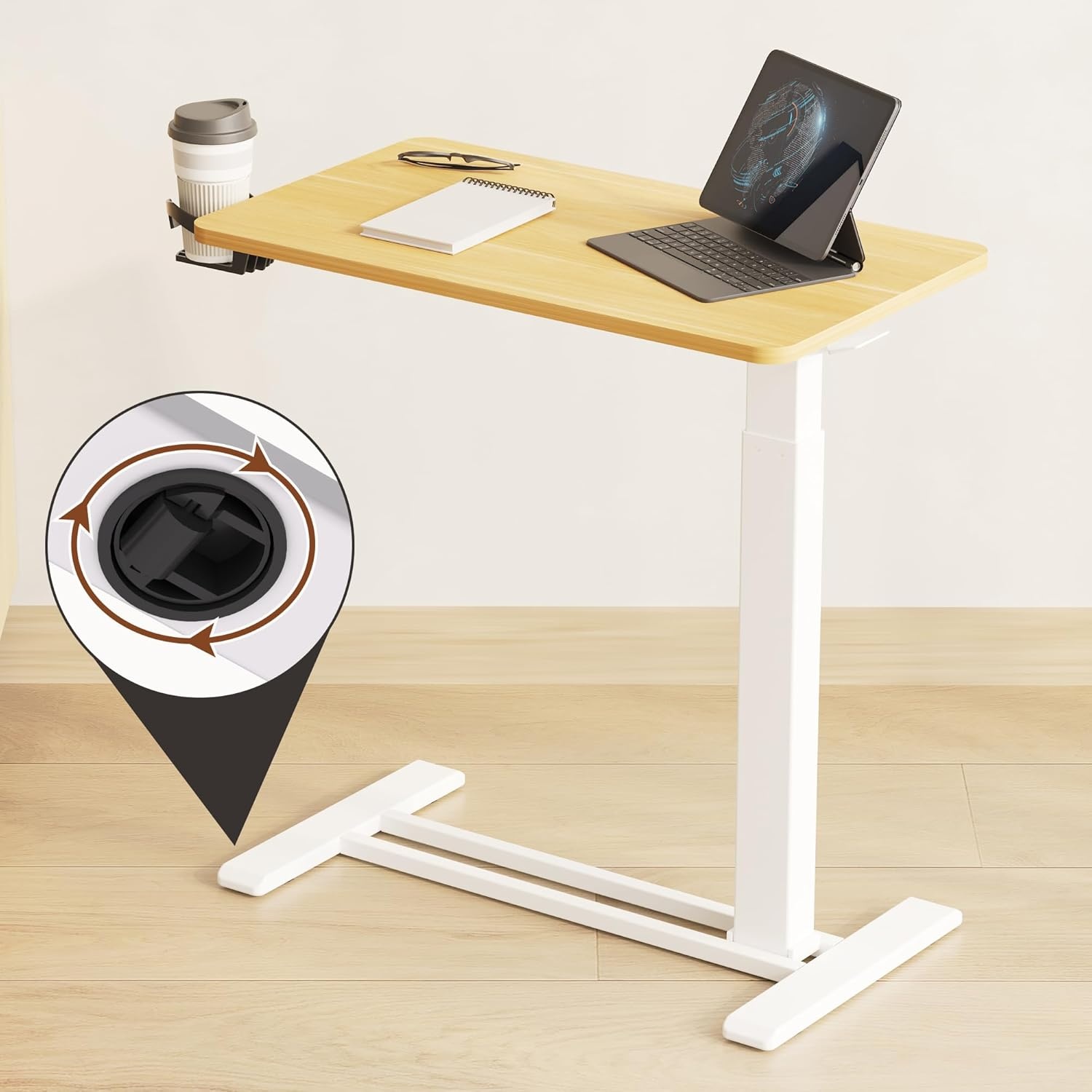 image:imageFLEXISPOT Mobile Standing Desk with Wheels Pneumatic Laptop Desk Rolling Computer Cart Movable Height Adjustable Small Sit Stand Desk Computer Workstations Home Use315 W x 177 D MahoganyMaple