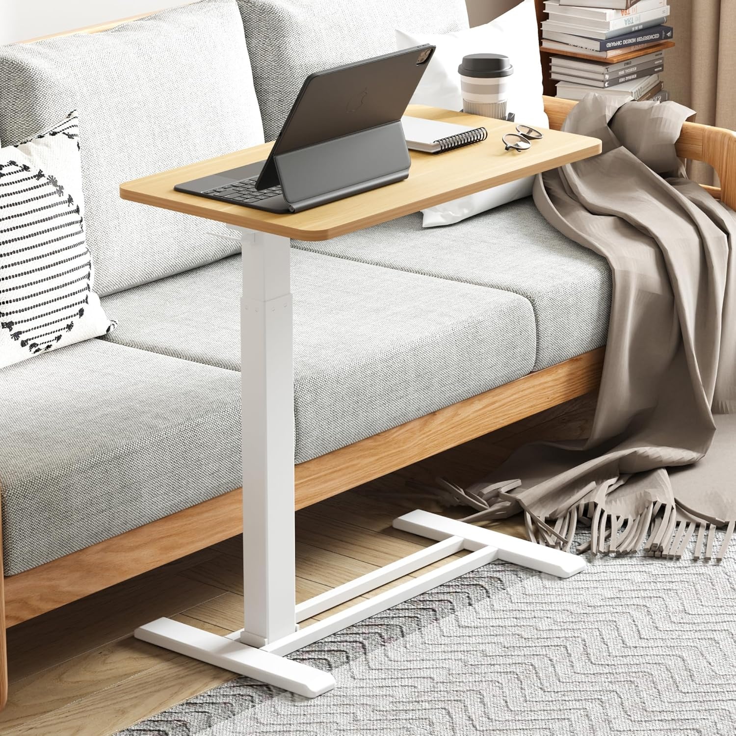 image:imageFLEXISPOT Mobile Standing Desk with Wheels Pneumatic Laptop Desk Rolling Computer Cart Movable Height Adjustable Small Sit Stand Desk Computer Workstations Home Use315 W x 177 D MahoganyMaple