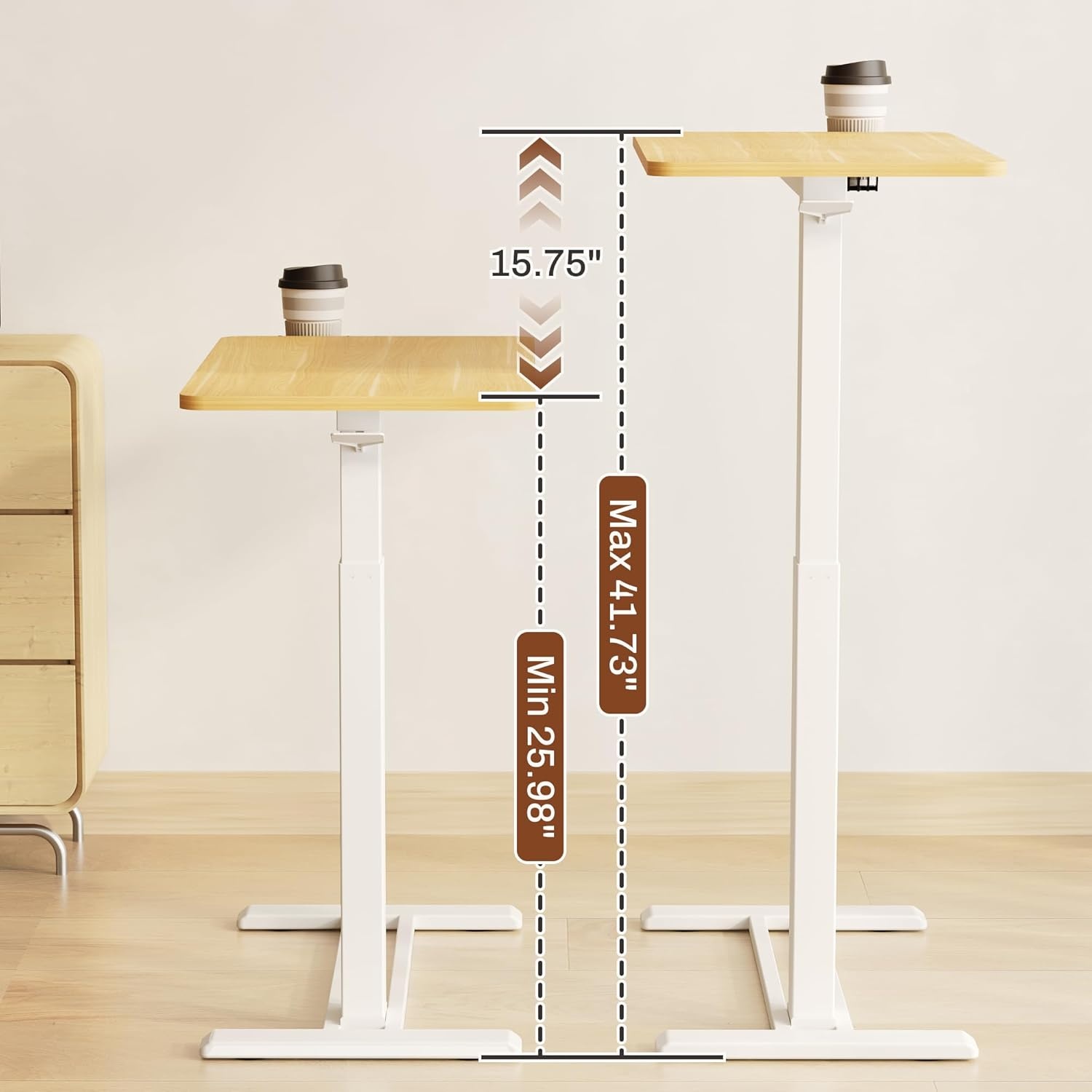 image:imageFLEXISPOT Mobile Standing Desk with Wheels Pneumatic Laptop Desk Rolling Computer Cart Movable Height Adjustable Small Sit Stand Desk Computer Workstations Home Use315 W x 177 D MahoganyMaple