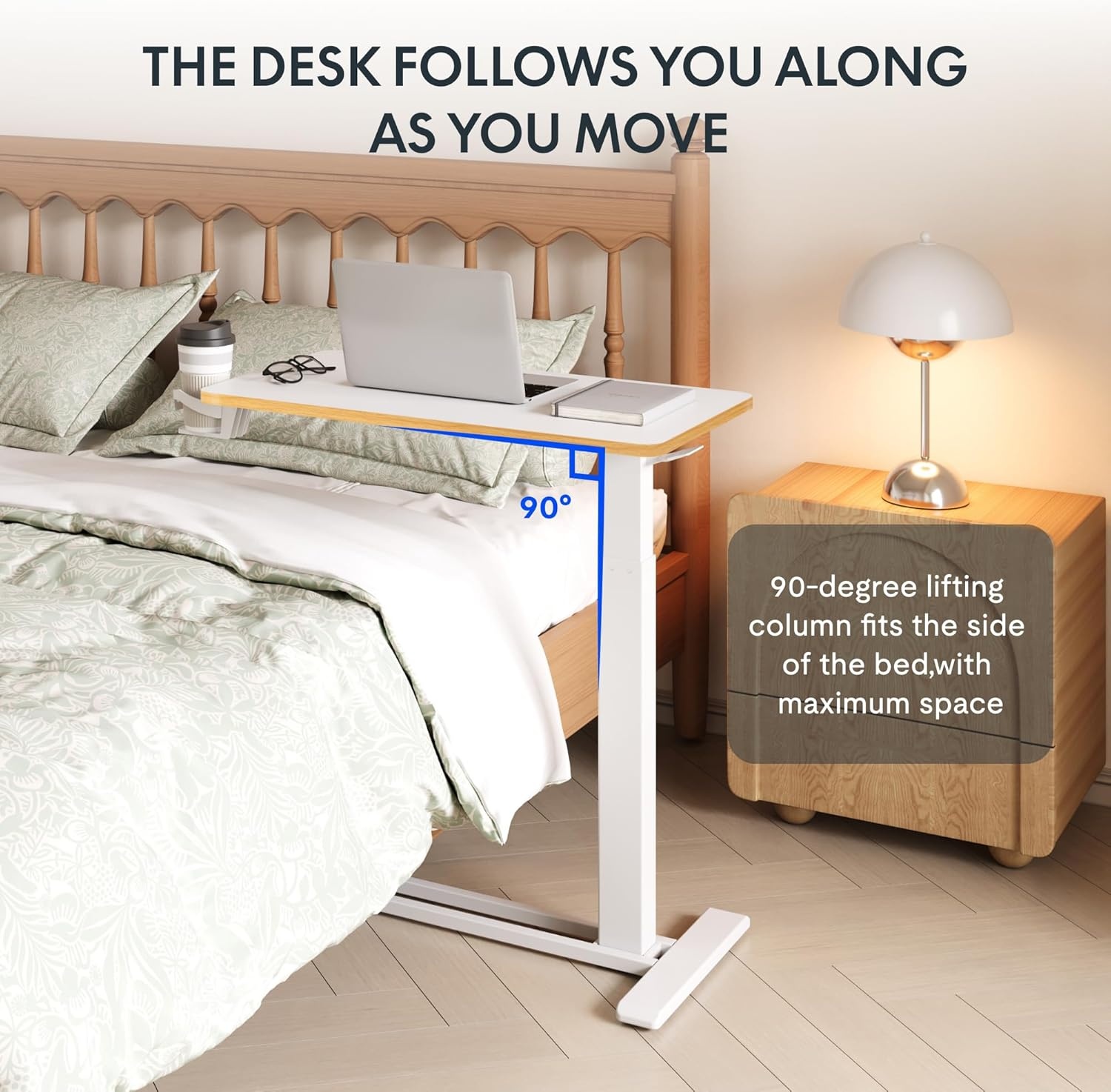 image:imageFLEXISPOT Mobile Standing Desk with Wheels Pneumatic Laptop Desk Rolling Computer Cart Movable Height Adjustable Small Sit Stand Desk Computer Workstations Home Use315 W x 177 D MahoganyWhitemaple
