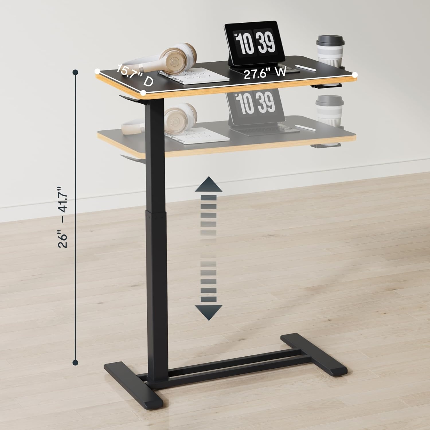 image:imageFLEXISPOT Mobile Standing Desk with Wheels Pneumatic Laptop Desk Rolling Computer Cart Movable Height Adjustable Small Sit Stand Desk Computer Workstations Home Use315 W x 177 D MahoganyBlackmaple