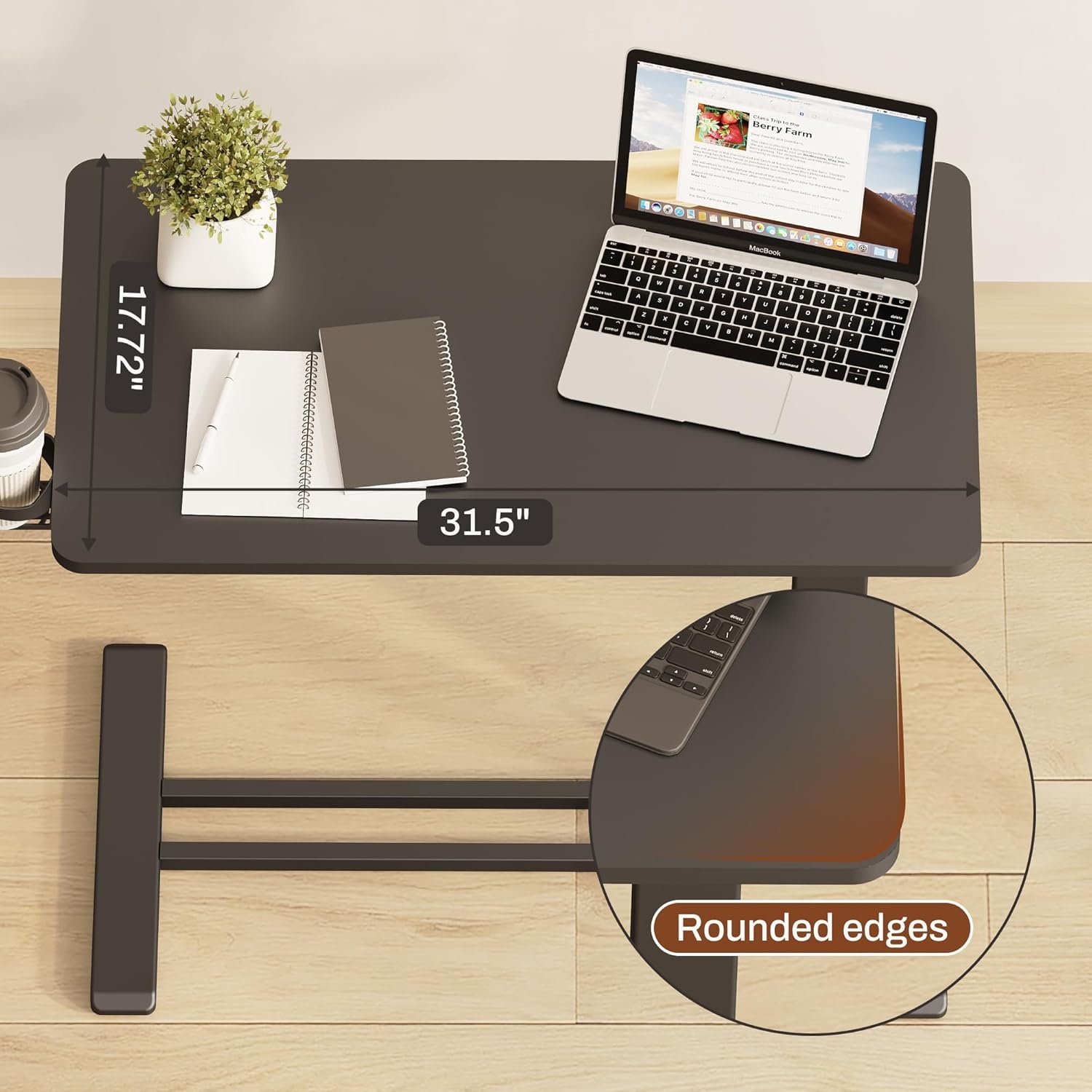 image:imageFLEXISPOT Mobile Standing Desk with Wheels Pneumatic Laptop Desk Rolling Computer Cart Movable Height Adjustable Small Sit Stand Desk Computer Workstations Home Use315 W x 177 D MahoganyBlack