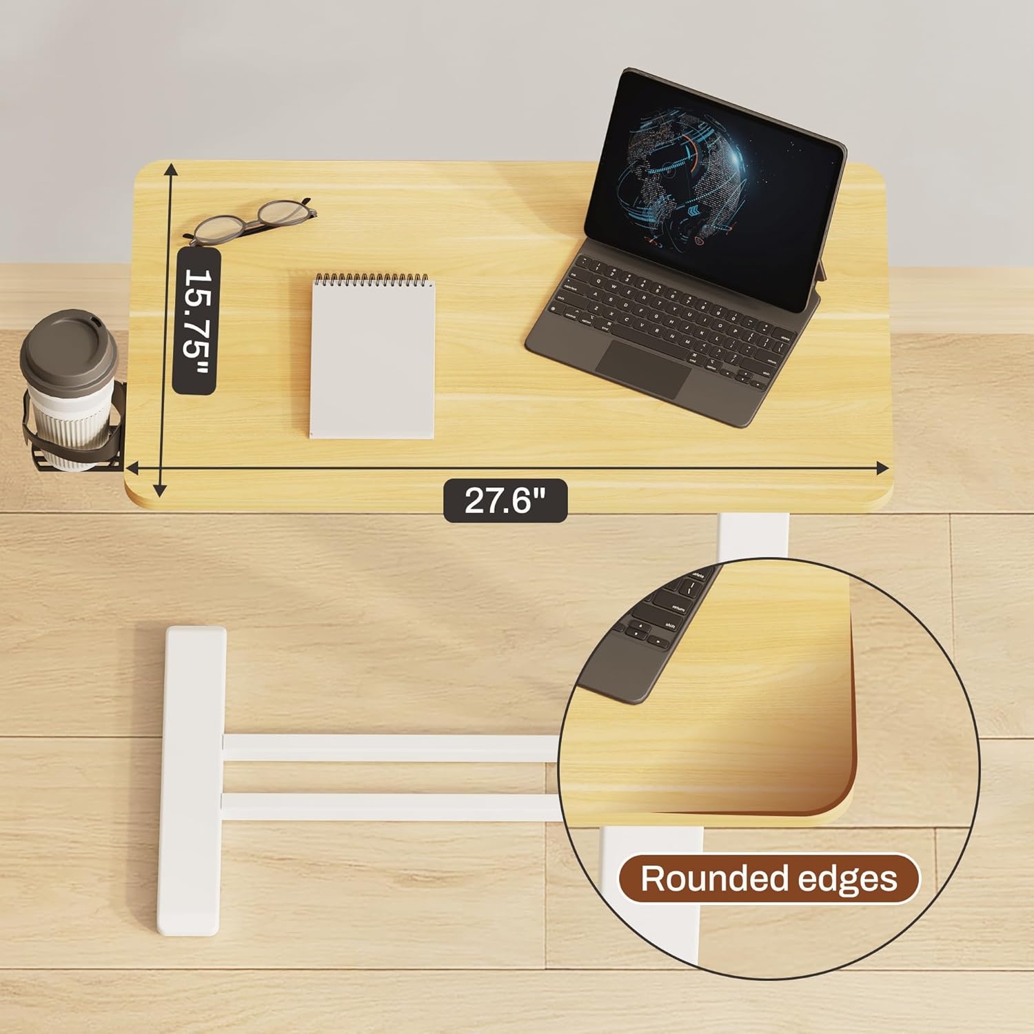 image:imageFLEXISPOT Mobile Standing Desk with Wheels Pneumatic Laptop Desk Rolling Computer Cart Movable Height Adjustable Small Sit Stand Desk Computer Workstations Home Use315 W x 177 D MahoganyMaple