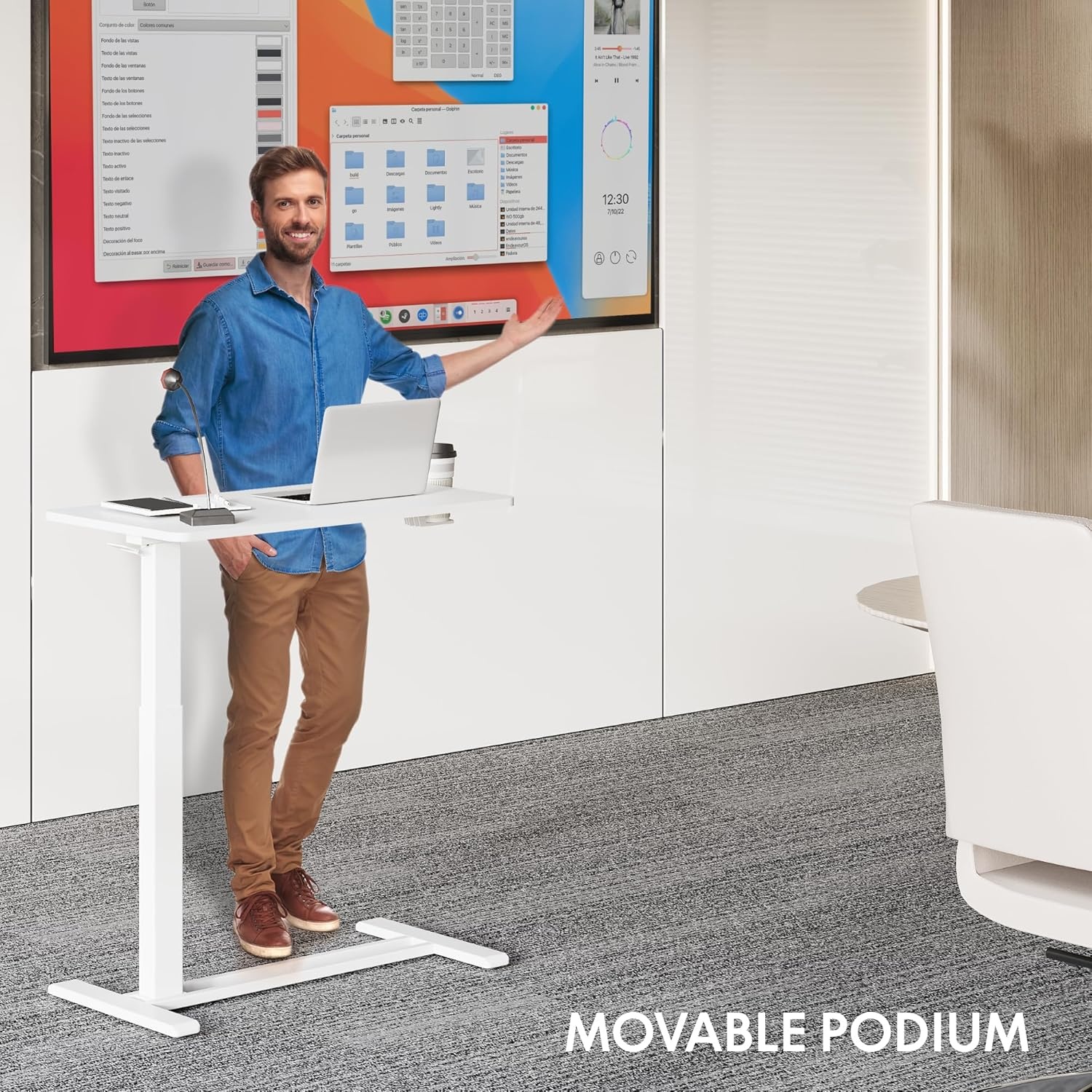 image:imageFLEXISPOT Mobile Standing Desk with Wheels Pneumatic Laptop Desk Rolling Computer Cart Movable Height Adjustable Small Sit Stand Desk Computer Workstations Home Use315 W x 177 D MahoganyWhite