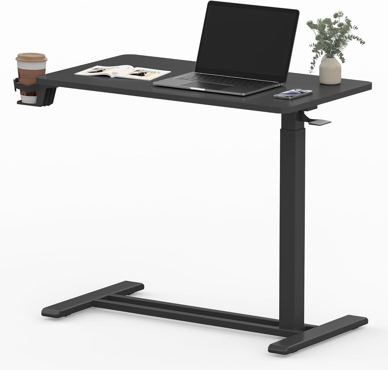 image:imageFLEXISPOT Mobile Standing Desk with Wheels Pneumatic Laptop Desk Rolling Computer Cart Movable Height Adjustable Small Sit Stand Desk Computer Workstations Home Use315 W x 177 D MahoganyBlack