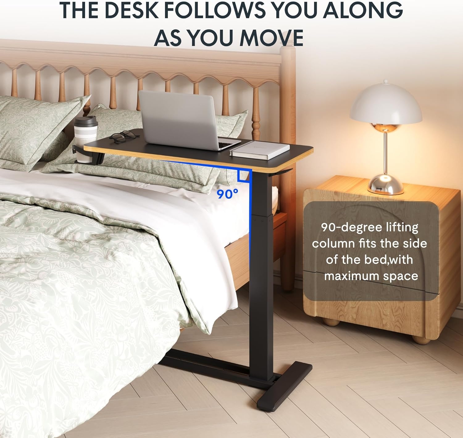 image:imageFLEXISPOT Mobile Standing Desk with Wheels Pneumatic Laptop Desk Rolling Computer Cart Movable Height Adjustable Small Sit Stand Desk Computer Workstations Home Use315 W x 177 D MahoganyBlackmaple