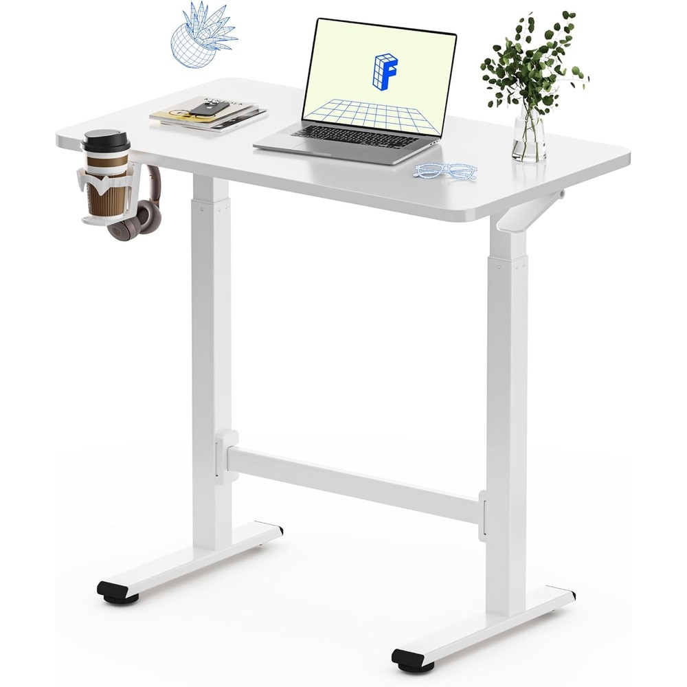 image:imageFLEXISPOT H7 Plus Gas Spring Adjustable Standing Desk Mobile Rolling SitStand Workstation with Wheel Cordless Stand Up Desk for Small Room amp Home Office 32 OnePiece Desktop Mapleheight 27645White