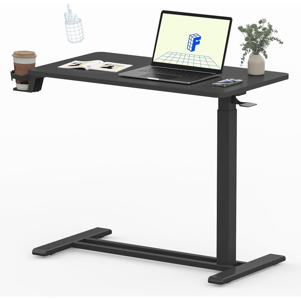 image:imageFLEXISPOT Mobile Standing Desk with Wheels Pneumatic Laptop Desk Rolling Computer Cart Movable Height Adjustable Small Sit Stand Desk Computer Workstations Home Use315 W x 177 D MahoganyBlack
