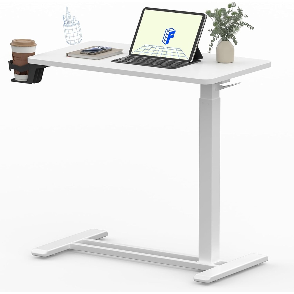 image:imageFLEXISPOT Mobile Standing Desk with Wheels Pneumatic Laptop Desk Rolling Computer Cart Movable Height Adjustable Small Sit Stand Desk Computer Workstations Home Use315 W x 177 D MahoganyWhite