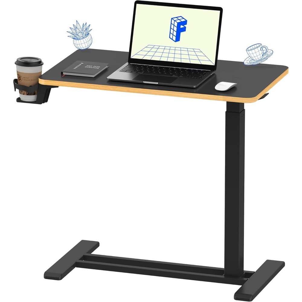 image:imageFLEXISPOT Mobile Standing Desk with Wheels Pneumatic Laptop Desk Rolling Computer Cart Movable Height Adjustable Small Sit Stand Desk Computer Workstations Home Use315 W x 177 D MahoganyBlackmaple