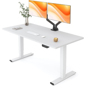 image:imageFLEXISPOT E6 MAX Bamboo 55x28 Inch Dual Motor 3Stage Heavy Duty Standing Desk 330lbs Weight Capacity Height Adjustable Desk wCable Management amp Wheels Solid Bamboo Desktop  White FrameWhite Frame White Top