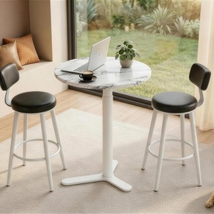 image:imageFLEXISPOT Gas Spring Adjustable Bar Table with OneTouch Lift Flexible Height 258413 197 Round HighTop Pub Table for Balcony Kitchen Apartment amp Small Spaces BlackMarble Finish