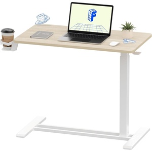 image:imageFLEXISPOT H7 Adjustable Overbed Bedside Table with Wheels Pneumatic Mobile Standing Desk Laptop Desk Rolling Computer Cart Movable Overbed Table Hospital Home Use276 W x 157 D WhiteWhite Wood Grain
