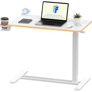 image:imageFLEXISPOT H7 Adjustable Overbed Bedside Table with Wheels Pneumatic Mobile Standing Desk Laptop Desk Rolling Computer Cart Movable Overbed Table Hospital Home Use276 W x 157 D WhiteWhite Maple