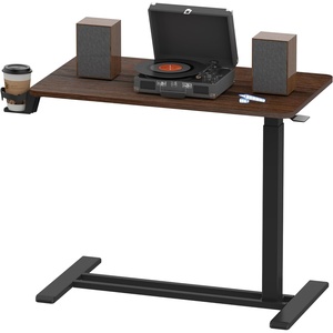image:imageFLEXISPOT H7 Adjustable Overbed Bedside Table with Wheels Pneumatic Mobile Standing Desk Laptop Desk Rolling Computer Cart Movable Overbed Table Hospital Home Use276 W x 157 D WhiteMahogany