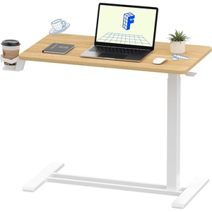 image:imageFLEXISPOT H7 Adjustable Overbed Bedside Table with Wheels Pneumatic Mobile Standing Desk Laptop Desk Rolling Computer Cart Movable Overbed Table Hospital Home Use276 W x 157 D WhiteMaple