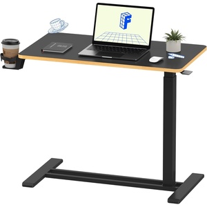 image:imageFLEXISPOT H7 Adjustable Overbed Bedside Table with Wheels Pneumatic Mobile Standing Desk Laptop Desk Rolling Computer Cart Movable Overbed Table Hospital Home Use276 W x 157 D WhiteBlack Maple