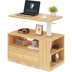 image:imageFLEXISPOT H7 CAB Height Adjustable SitStand Computer Workstation Desk with Storage Pneumatic Lift Laptop Desk with Drawer amp Cabinet Compact Small Space Home Office Desk 258413 WhiteMaple Set