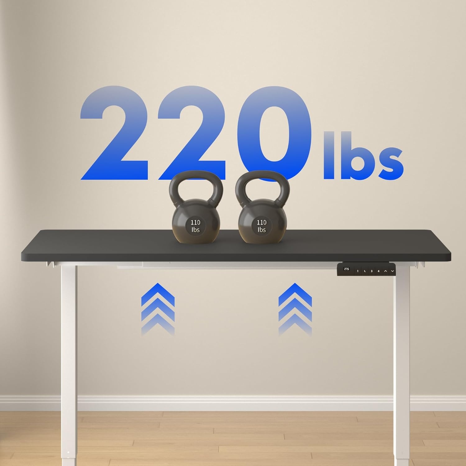 image:imageFLEXISPOT E3 Dual Motor Electric Standing Desk 48 x 24 Sit Stand Up Desk Holds 220 lbs Adjustable Height wMemory Presets OnePiece Black Desktop amp Black Frame Ships in 2 BoxesWhite Frame Black Top