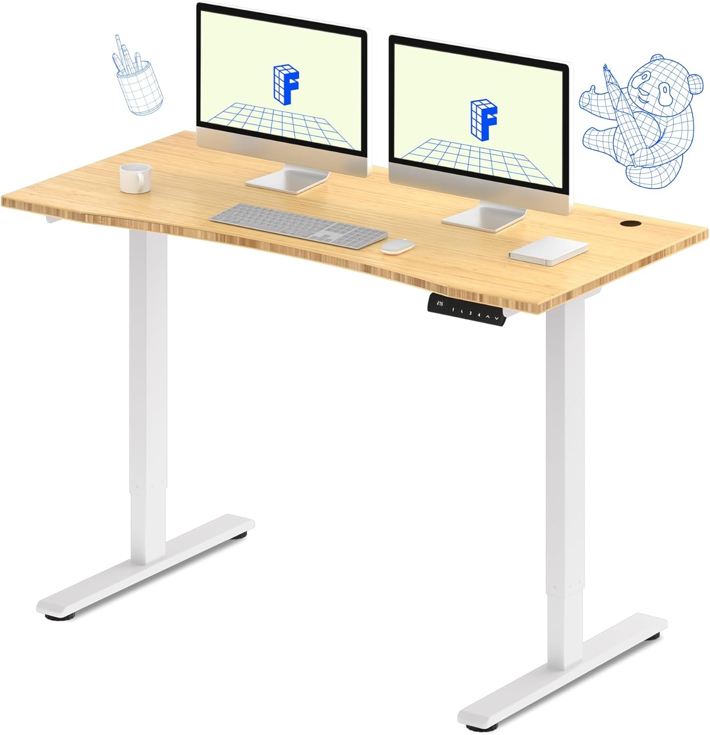 image:imageFLEXISPOT E3 Dual Motor Electric Standing Desk 48 x 24 Sit Stand Up Desk Holds 220 lbs Adjustable Height wMemory Presets OnePiece Black Desktop amp Black Frame Ships in 2 BoxesWhite Frame Curved Top