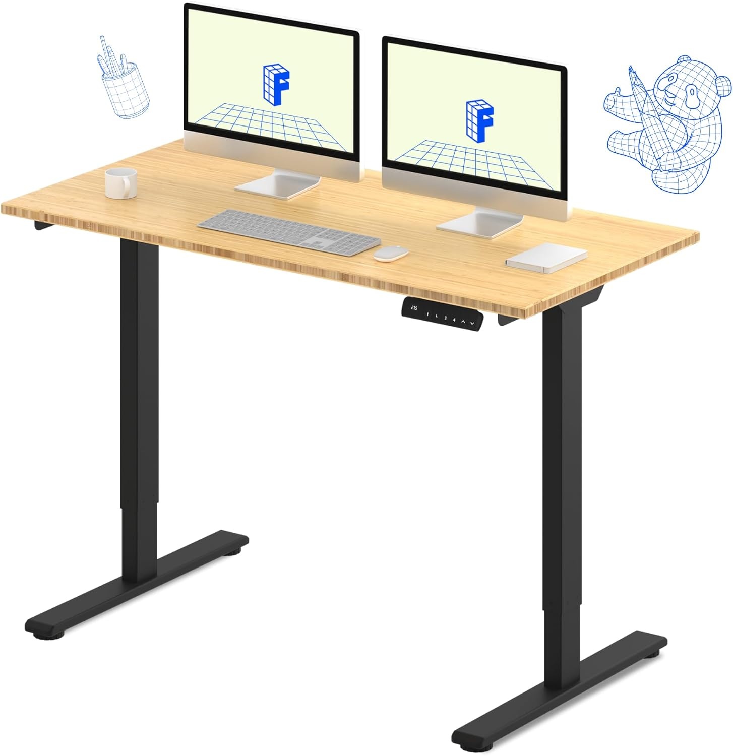 image:imageFLEXISPOT E3 Dual Motor Electric Standing Desk 48 x 24 Sit Stand Up Desk Holds 220 lbs Adjustable Height wMemory Presets OnePiece Black Desktop amp Black Frame Ships in 2 BoxesBlack Frame Top