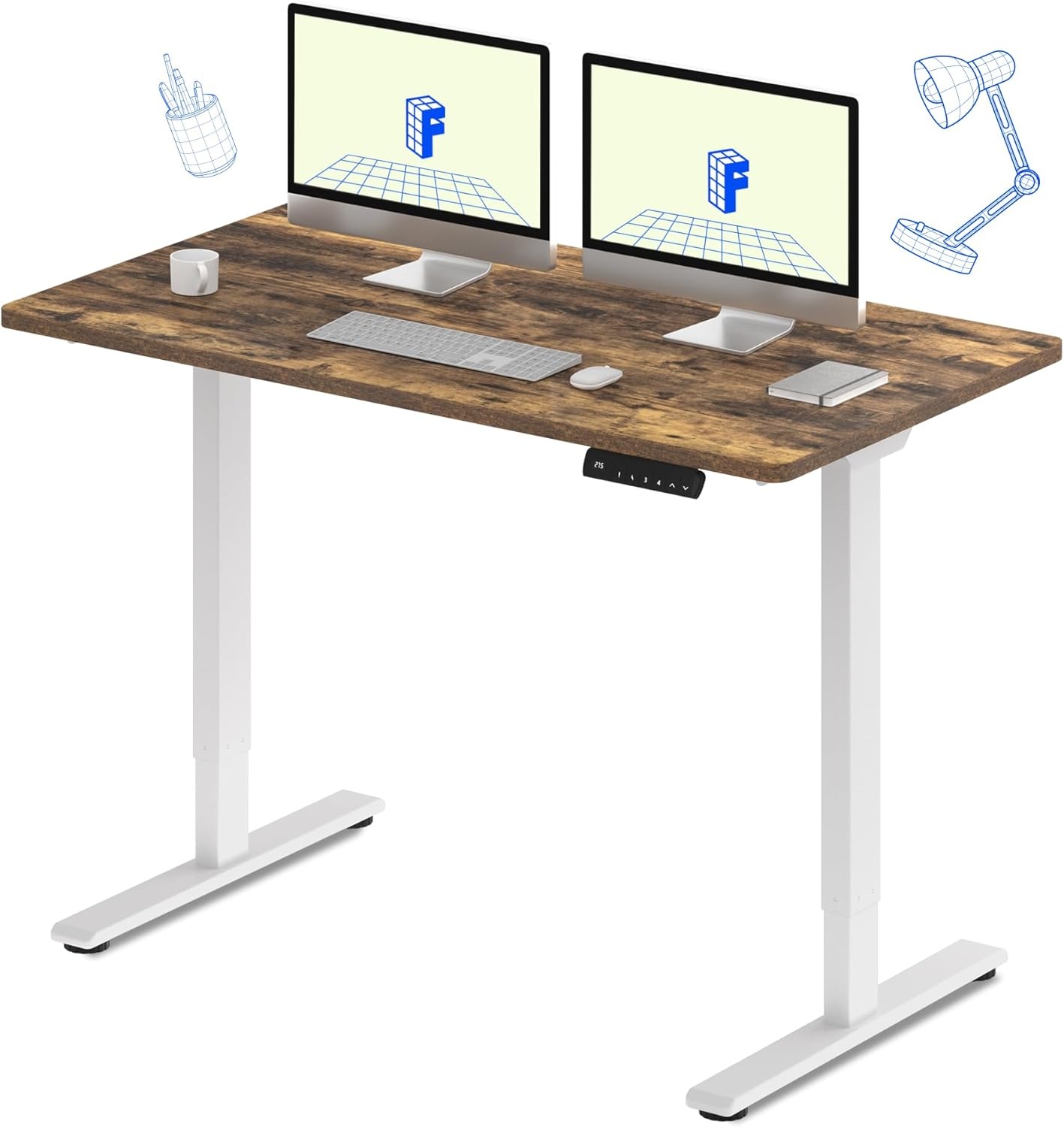 image:imageFLEXISPOT E3 Dual Motor Electric Standing Desk 48 x 24 Sit Stand Up Desk Holds 220 lbs Adjustable Height wMemory Presets OnePiece Black Desktop amp Black Frame Ships in 2 BoxesWhite Frame Special Walnut Top