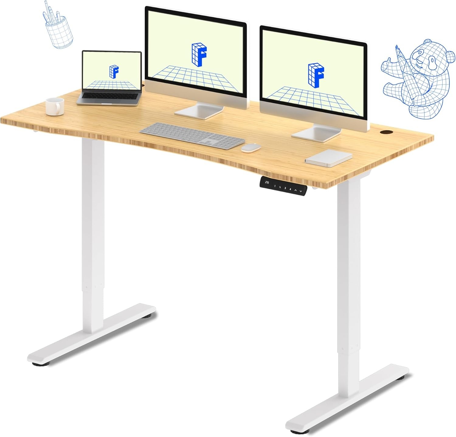 image:imageFLEXISPOT E3 Dual Motor Electric Standing Desk 48 x 24 Sit Stand Up Desk Holds 220 lbs Adjustable Height wMemory Presets OnePiece Black Desktop amp Black Frame Ships in 2 BoxesWhite Frame Curved Top