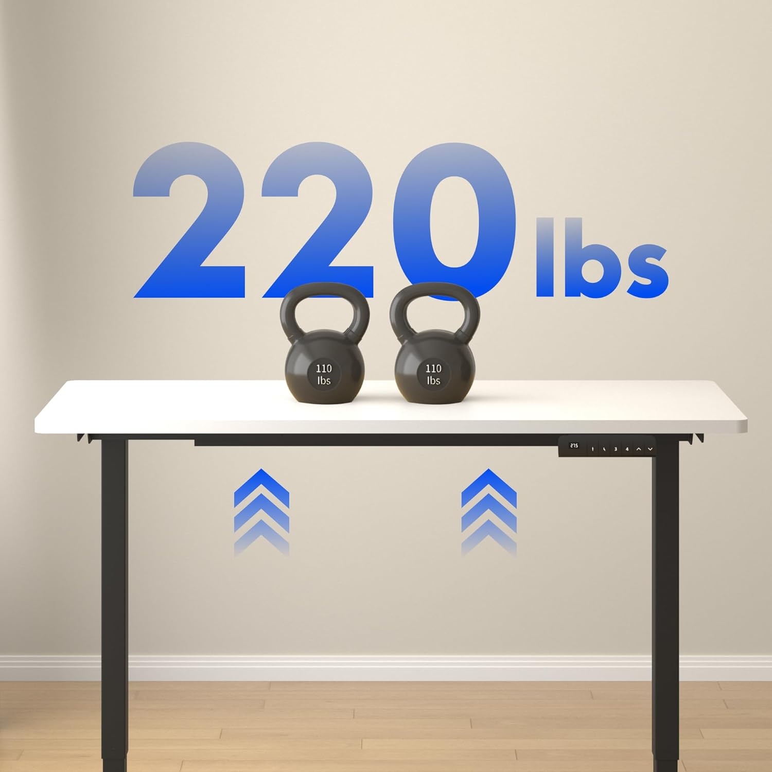 image:imageFLEXISPOT E3 Dual Motor Electric Standing Desk 48 x 24 Sit Stand Up Desk Holds 220 lbs Adjustable Height wMemory Presets OnePiece Black Desktop amp Black Frame Ships in 2 BoxesWhite Frame Black Top