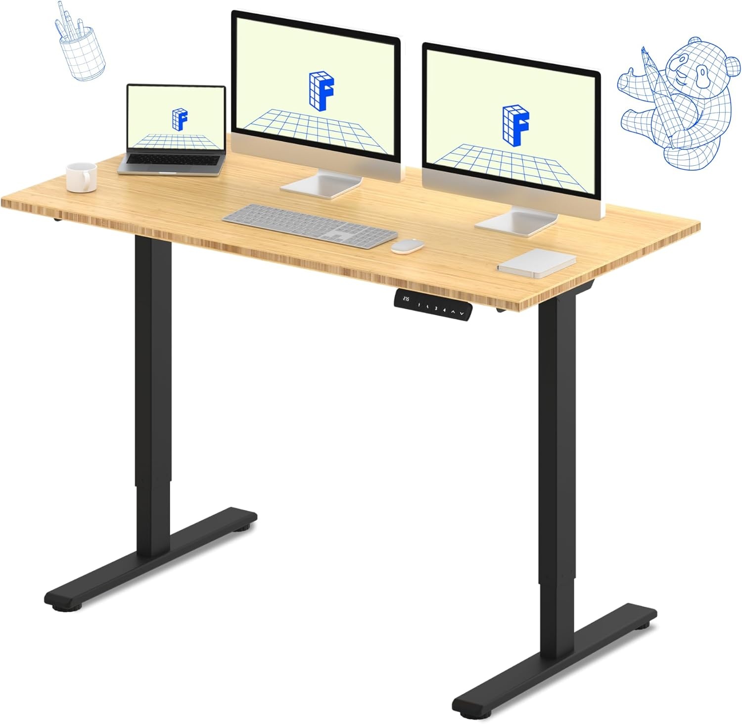 image:imageFLEXISPOT E3 Dual Motor Electric Standing Desk 48 x 24 Sit Stand Up Desk Holds 220 lbs Adjustable Height wMemory Presets OnePiece Black Desktop amp Black Frame Ships in 2 BoxesBlack Frame Top