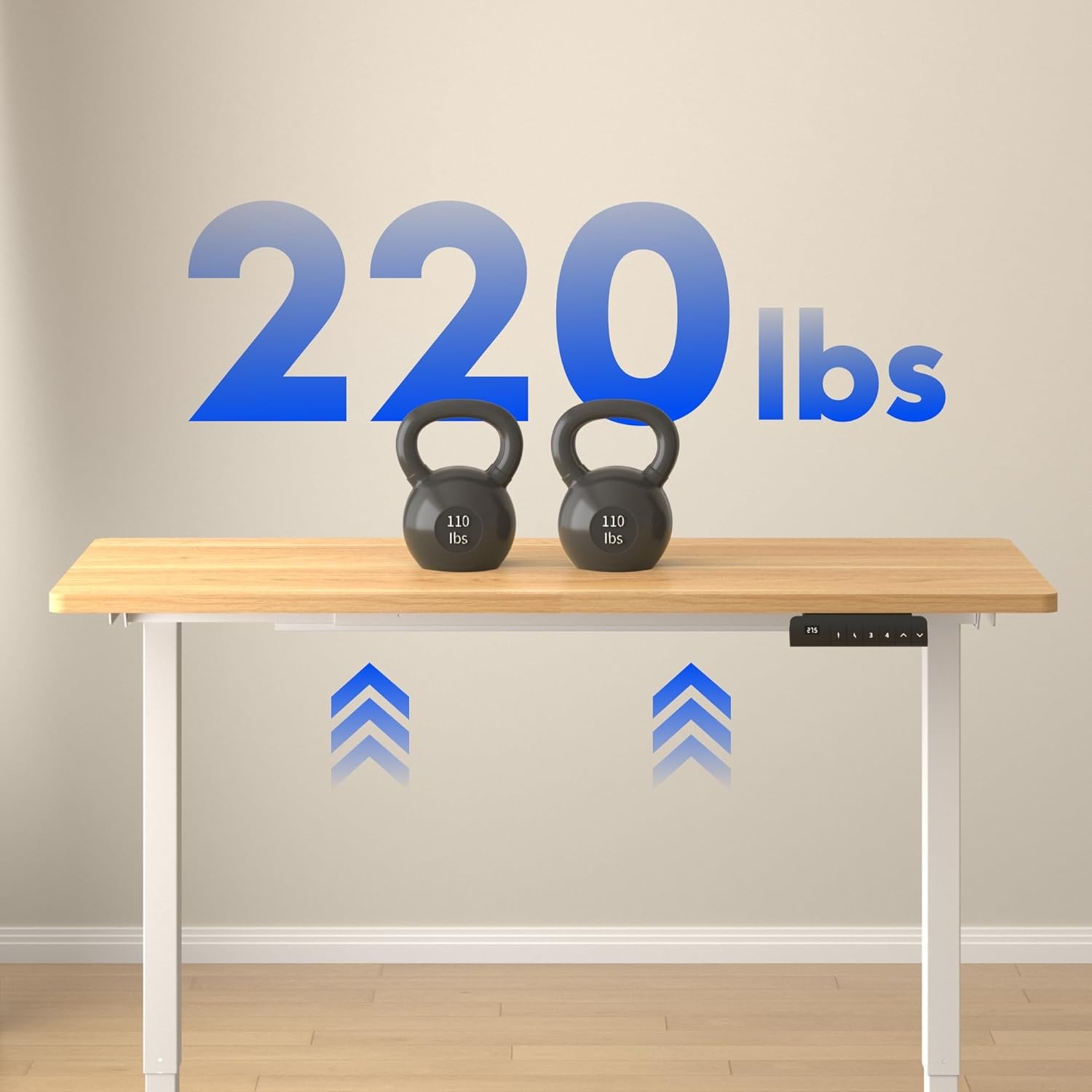 image:imageFLEXISPOT E3 Dual Motor Electric Standing Desk 48 x 24 Sit Stand Up Desk Holds 220 lbs Adjustable Height wMemory Presets OnePiece Black Desktop amp Black Frame Ships in 2 BoxesWhite Frame Maple Top