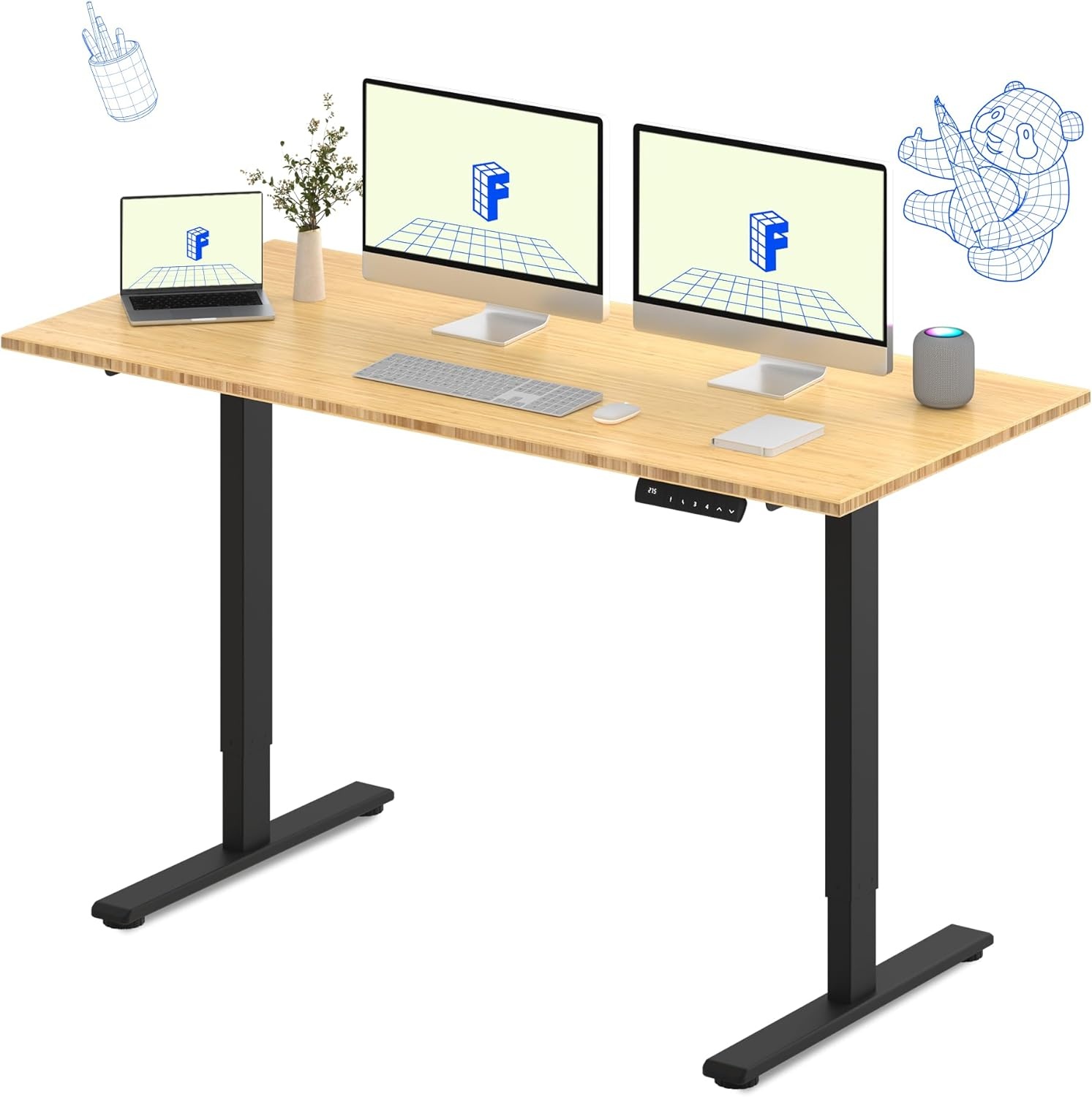 image:imageFLEXISPOT E3 Dual Motor Electric Standing Desk 48 x 24 Sit Stand Up Desk Holds 220 lbs Adjustable Height wMemory Presets OnePiece Black Desktop amp Black Frame Ships in 2 BoxesBlack Frame Top