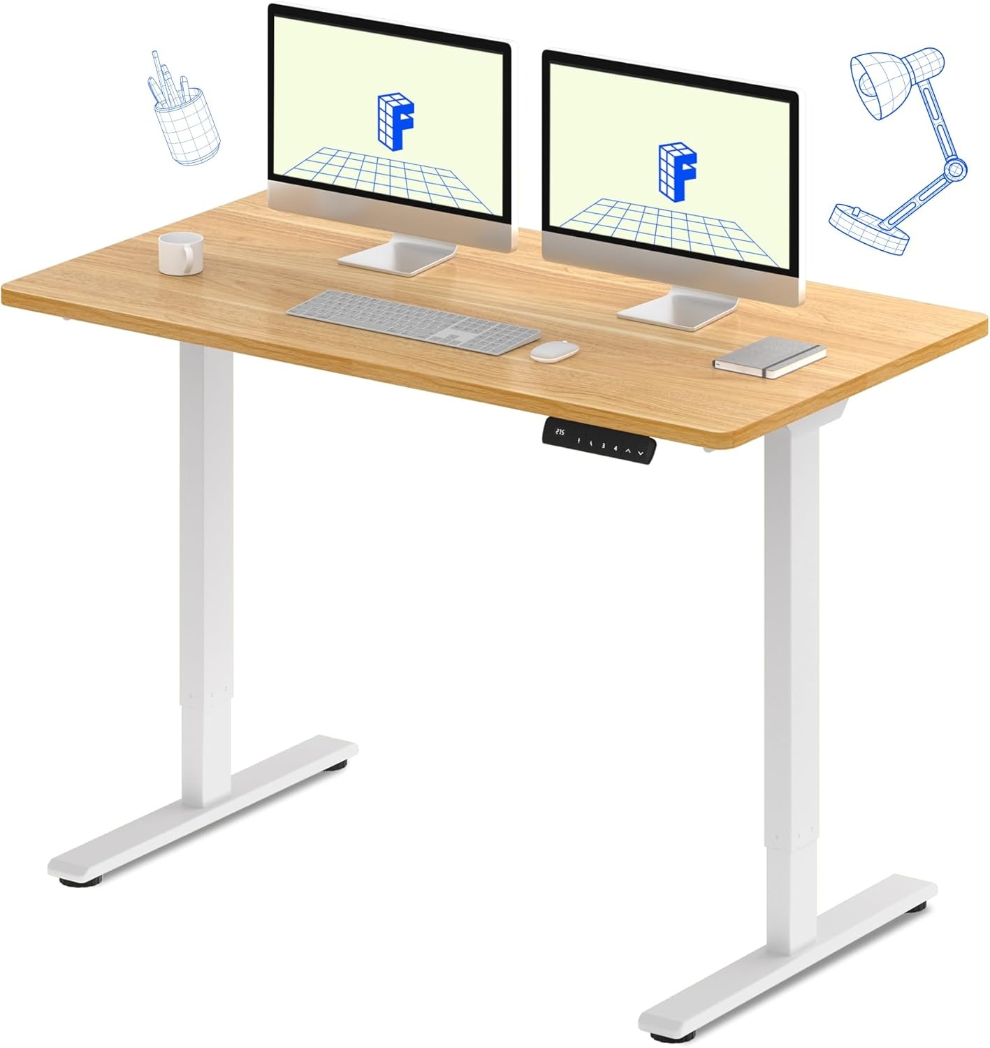 image:imageFLEXISPOT E3 Dual Motor Electric Standing Desk 48 x 24 Sit Stand Up Desk Holds 220 lbs Adjustable Height wMemory Presets OnePiece Black Desktop amp Black Frame Ships in 2 BoxesWhite Frame Maple Top