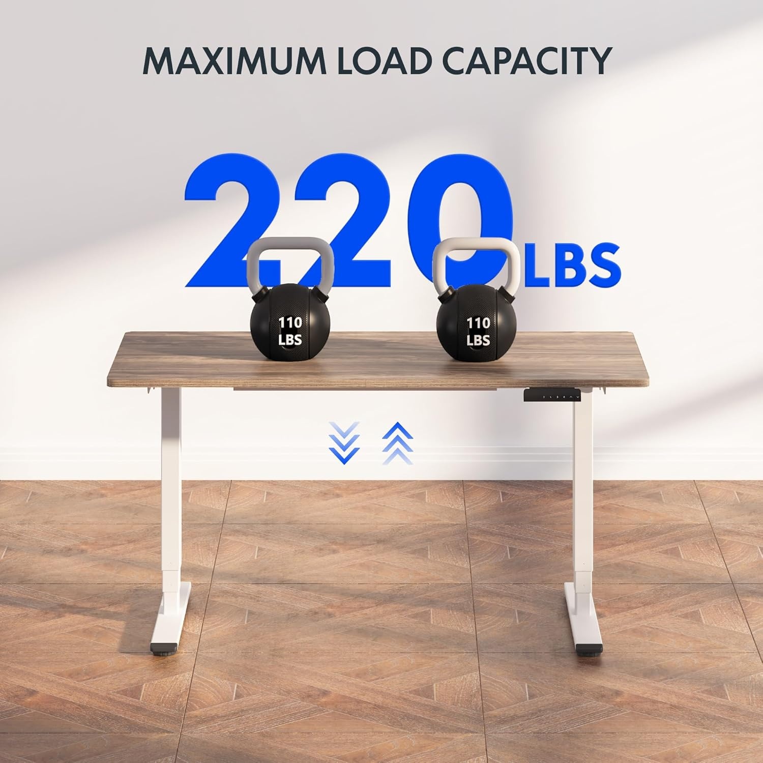 image:imageFLEXISPOT E6 3Stage Dual Motor Electric Standing Desk 55 x 28 Sit Stand Up Desk Holds 220 lbs Adjustable Height wMemory Presets OnePiece Special Walnut Desktop amp Black Frame Ships in 2 BoxesWhite Frame Brown Wood Top