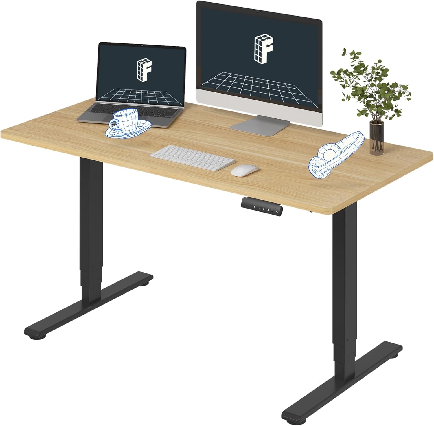 image:imageFLEXISPOT E6 3Stage Dual Motor Electric Standing Desk 55 x 28 Sit Stand Up Desk Holds 220 lbs Adjustable Height wMemory Presets OnePiece Special Walnut Desktop amp Black Frame Ships in 2 BoxesBlack Frame Maple Top