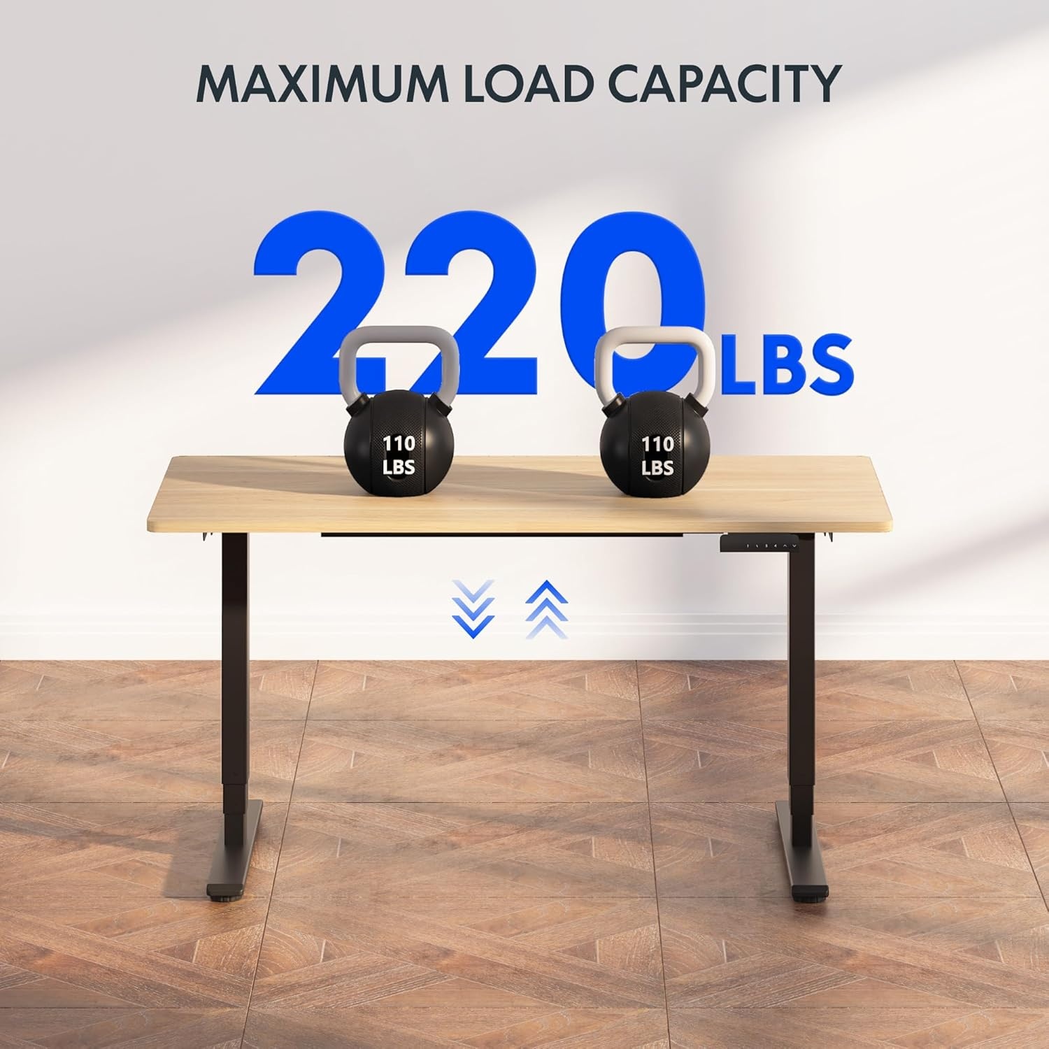 image:imageFLEXISPOT E6 3Stage Dual Motor Electric Standing Desk 55 x 28 Sit Stand Up Desk Holds 220 lbs Adjustable Height wMemory Presets OnePiece Special Walnut Desktop amp Black Frame Ships in 2 BoxesBlack Frame Maple Top