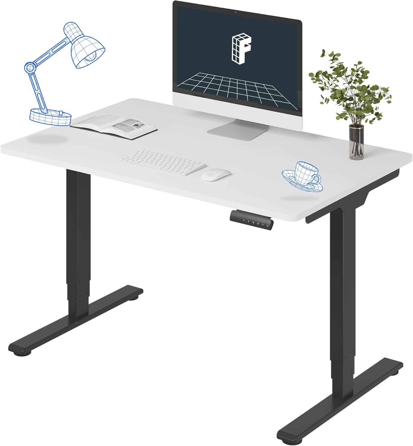 image:imageFLEXISPOT E6 3Stage Dual Motor Electric Standing Desk 55 x 28 Sit Stand Up Desk Holds 220 lbs Adjustable Height wMemory Presets OnePiece Special Walnut Desktop amp Black Frame Ships in 2 BoxesBlack Frame White Top