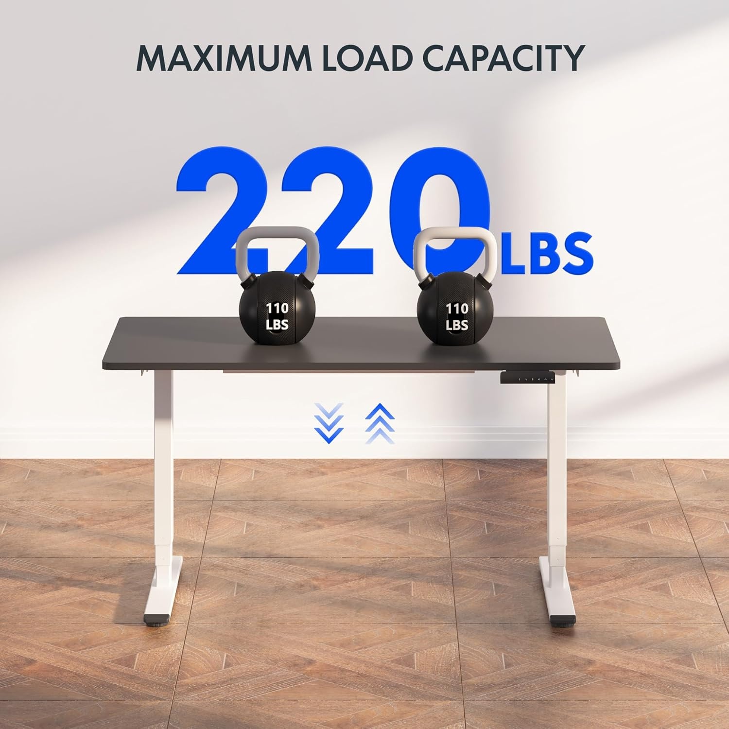 image:imageFLEXISPOT E6 3Stage Dual Motor Electric Standing Desk 55 x 28 Sit Stand Up Desk Holds 220 lbs Adjustable Height wMemory Presets OnePiece Special Walnut Desktop amp Black Frame Ships in 2 BoxesWhite Frame Black Top
