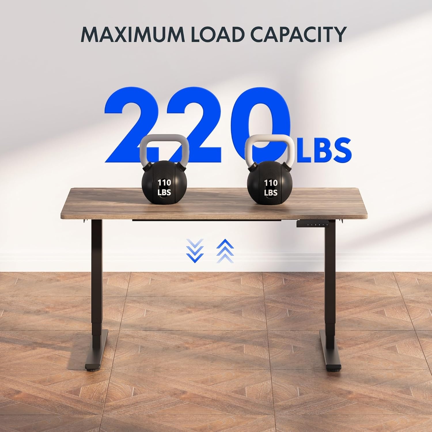 image:imageFLEXISPOT E6 3Stage Dual Motor Electric Standing Desk 55 x 28 Sit Stand Up Desk Holds 220 lbs Adjustable Height wMemory Presets OnePiece Special Walnut Desktop amp Black Frame Ships in 2 BoxesBlack Frame Brown Wood Top
