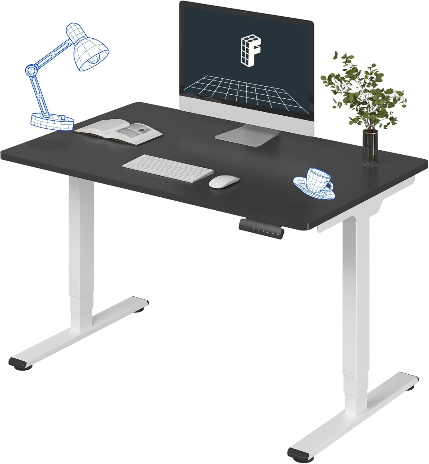 image:imageFLEXISPOT E6 3Stage Dual Motor Electric Standing Desk 55 x 28 Sit Stand Up Desk Holds 220 lbs Adjustable Height wMemory Presets OnePiece Special Walnut Desktop amp Black Frame Ships in 2 BoxesWhite Frame Black Top