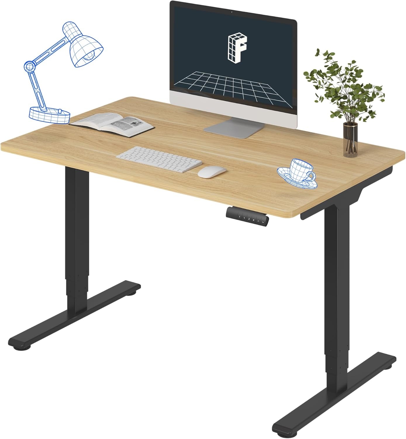 image:imageFLEXISPOT E6 3Stage Dual Motor Electric Standing Desk 55 x 28 Sit Stand Up Desk Holds 220 lbs Adjustable Height wMemory Presets OnePiece Special Walnut Desktop amp Black Frame Ships in 2 BoxesBlack Frame Maple Top