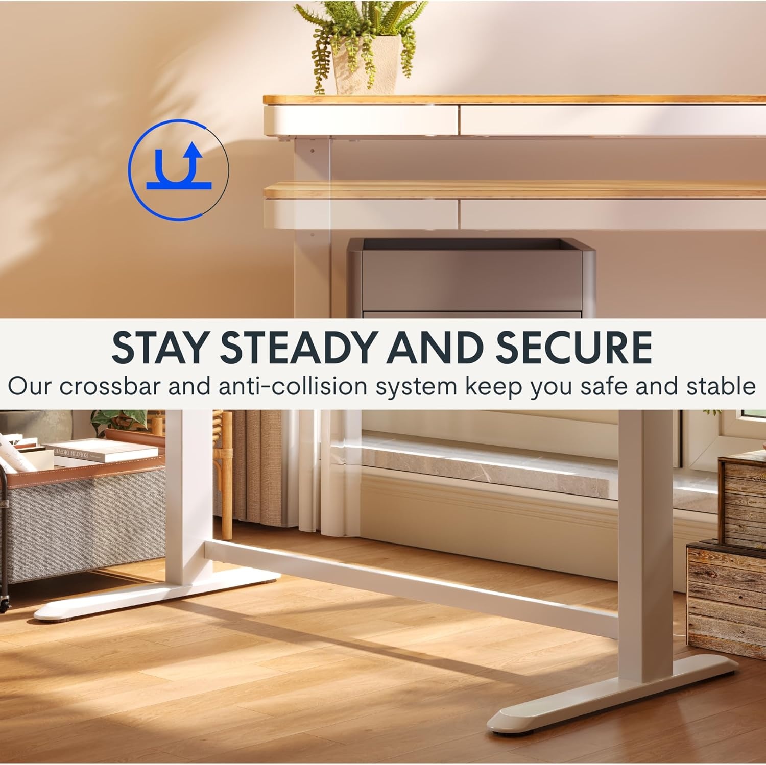 image:imageFLEXISPOT Q8 55 Bamboo Standing Desk Dual Motor 3 Stages Adjustable Height Electric Computer Workstation wWireless Charging Drawer Quick Install 220lbs Capacity Bamboo Tabletop White FrameNaturalWhite